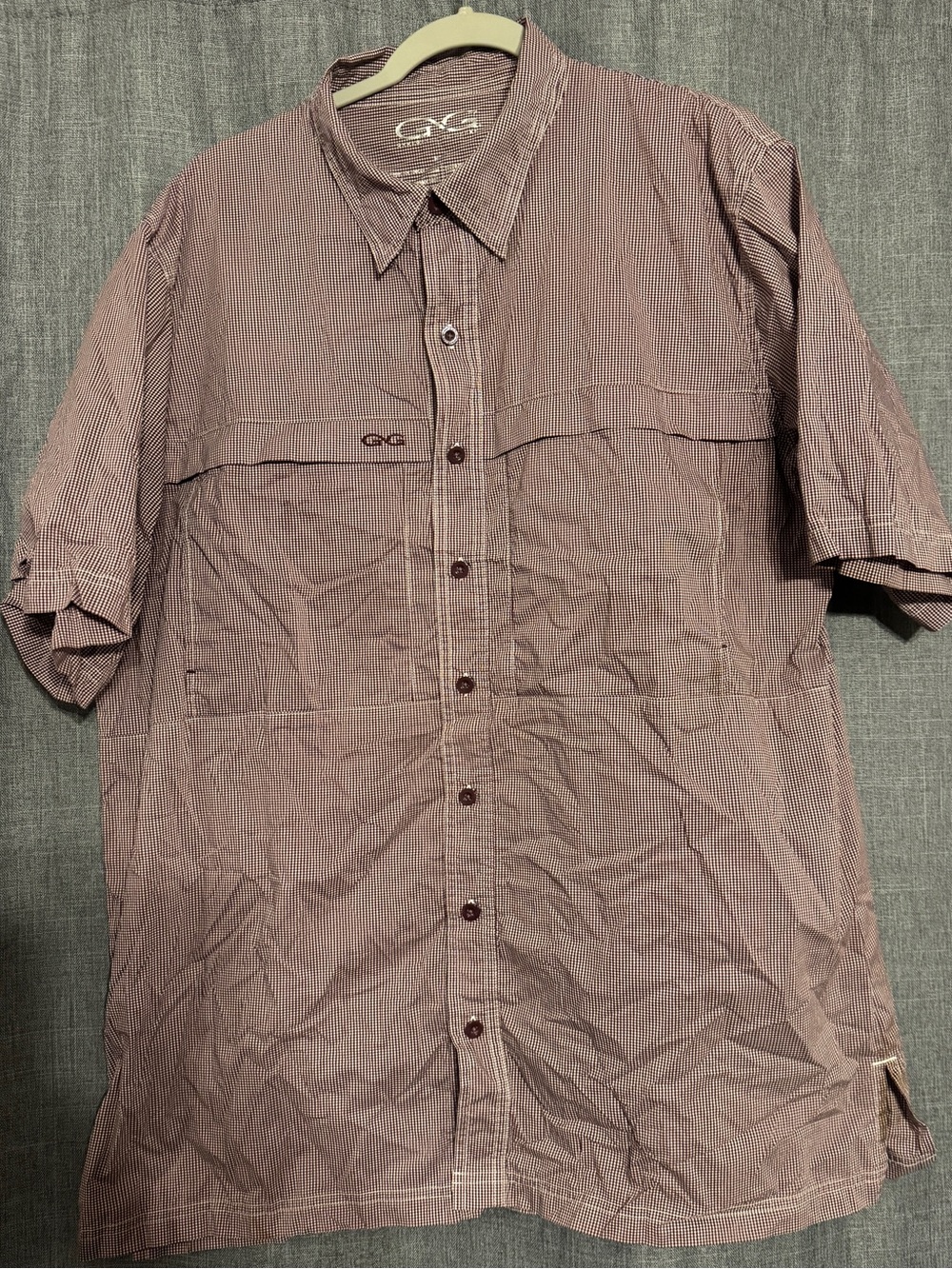 Gameguard Men's Short-Sleeve Button-Down Shirt in Mauve Stripe